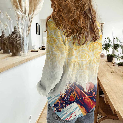 Melbourne Horse Racing Women Casual Shirt Yellow Rose Champion LT7