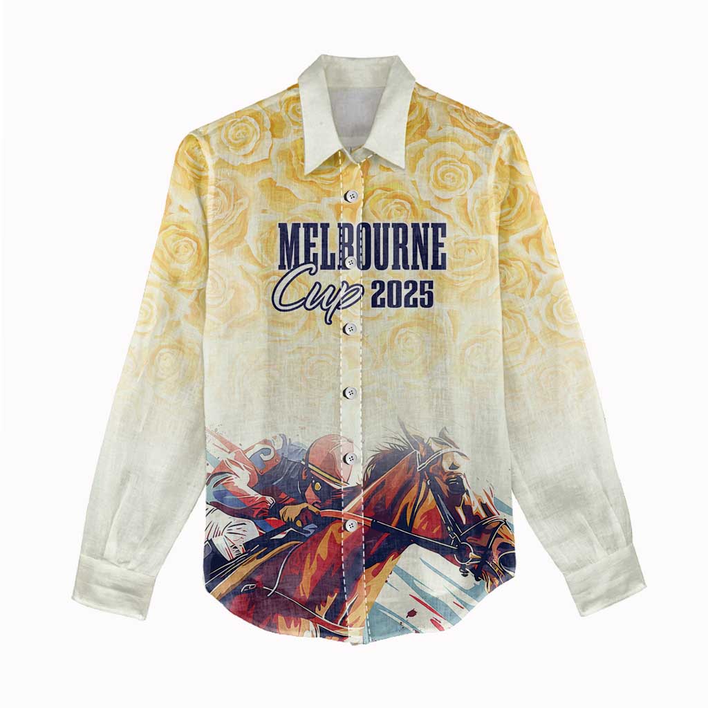 Melbourne Horse Racing Women Casual Shirt Yellow Rose Champion LT7