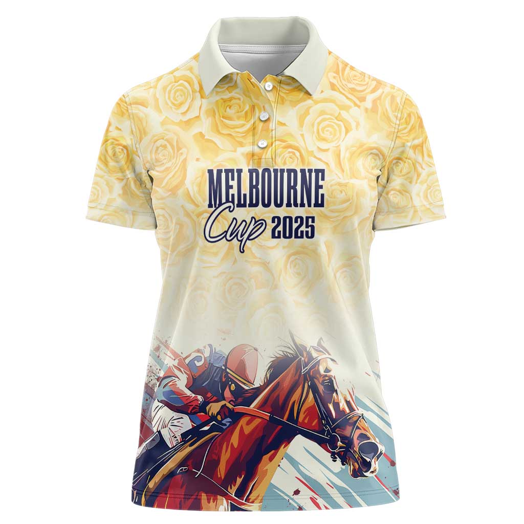 Melbourne Horse Racing Women Polo Shirt Yellow Rose Champion LT7