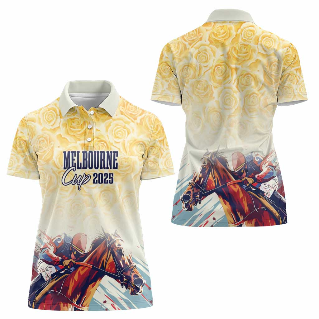 Melbourne Horse Racing Women Polo Shirt Yellow Rose Champion LT7