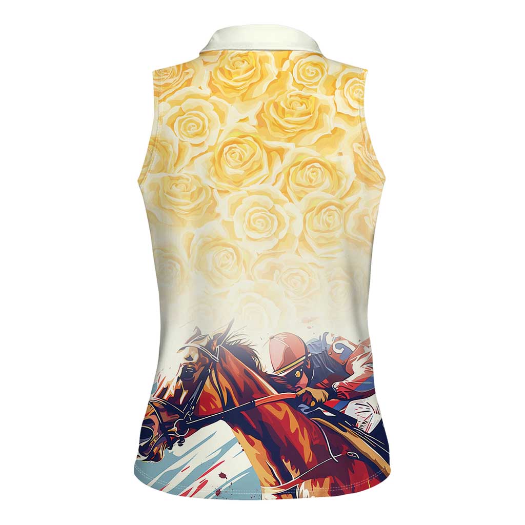 Melbourne Horse Racing Women Sleeveless Polo Shirt Yellow Rose Champion LT7