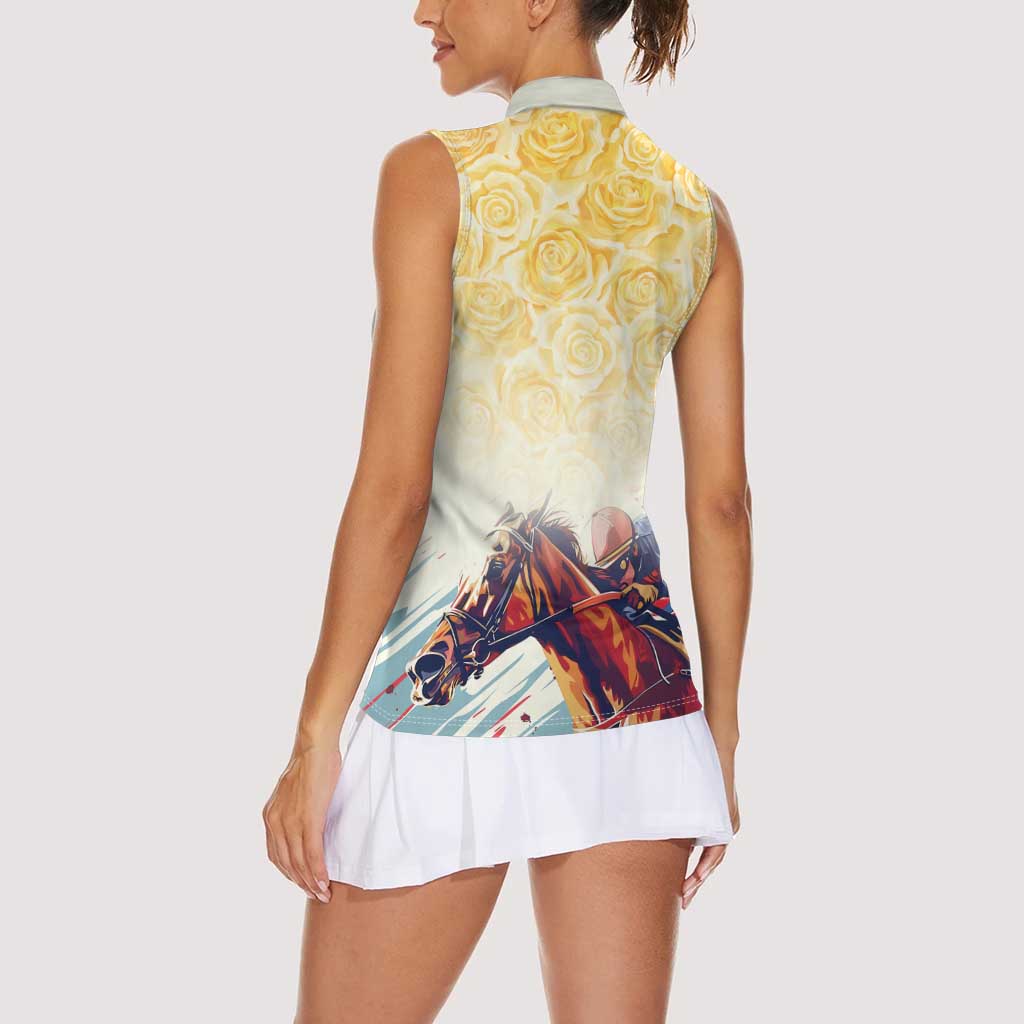Melbourne Horse Racing Women Sleeveless Polo Shirt Yellow Rose Champion LT7