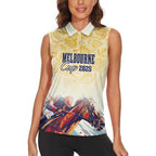Melbourne Horse Racing Women Sleeveless Polo Shirt Yellow Rose Champion LT7