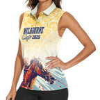 Melbourne Horse Racing Women Sleeveless Polo Shirt Yellow Rose Champion LT7