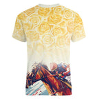 Melbourne Horse Racing Women V-Neck T-Shirt Yellow Rose Champion LT7