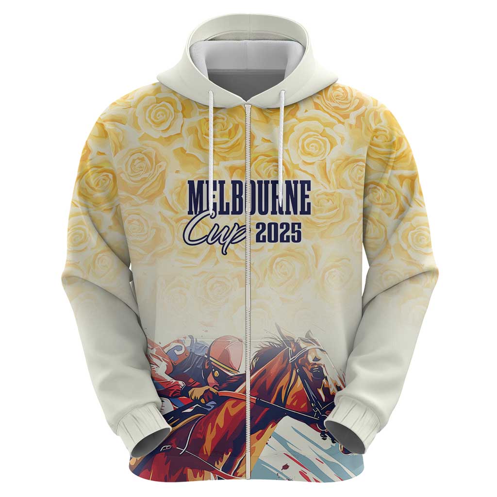 Melbourne Horse Racing Zip Hoodie Yellow Rose Champion LT7
