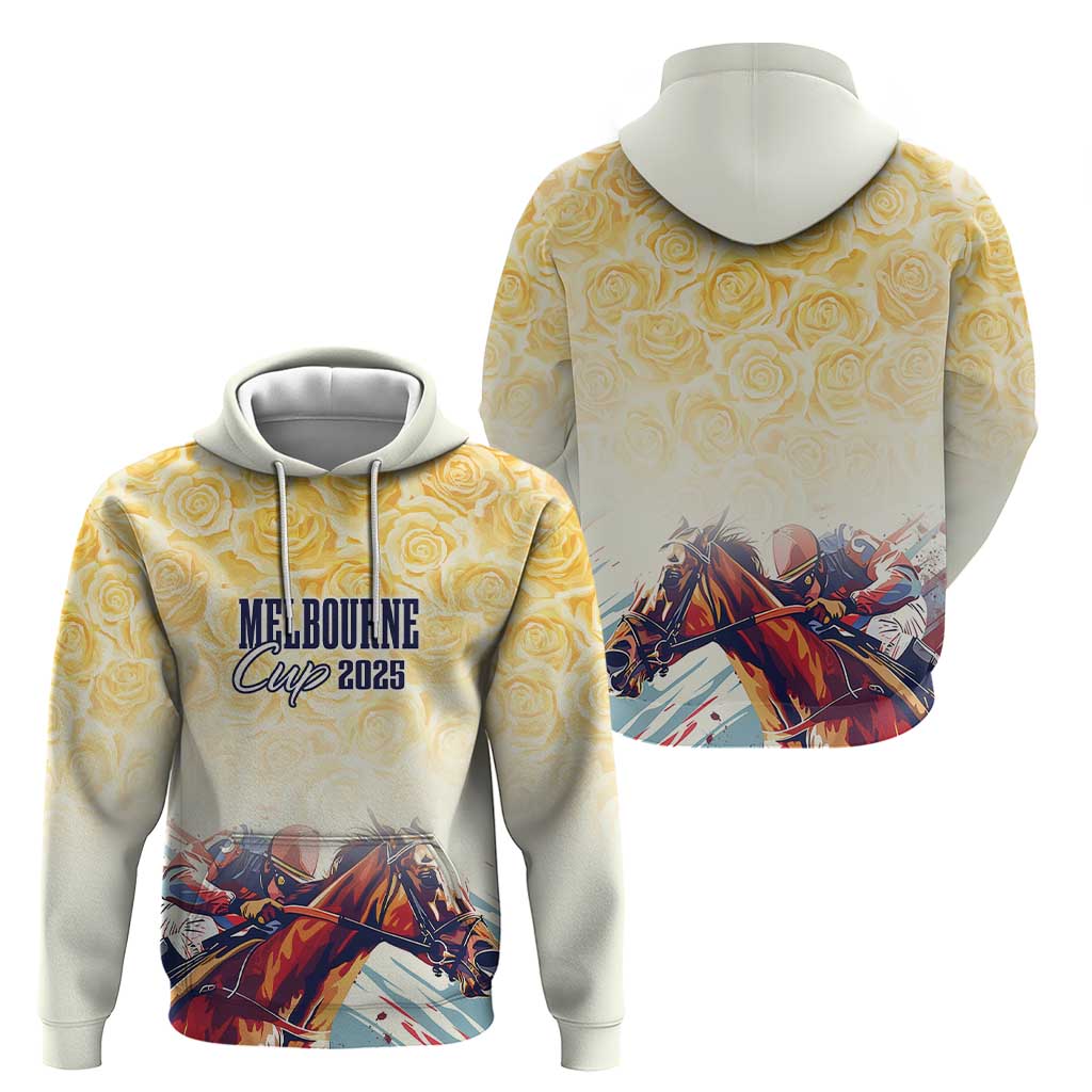 Melbourne Horse Racing Zip Hoodie Yellow Rose Champion LT7