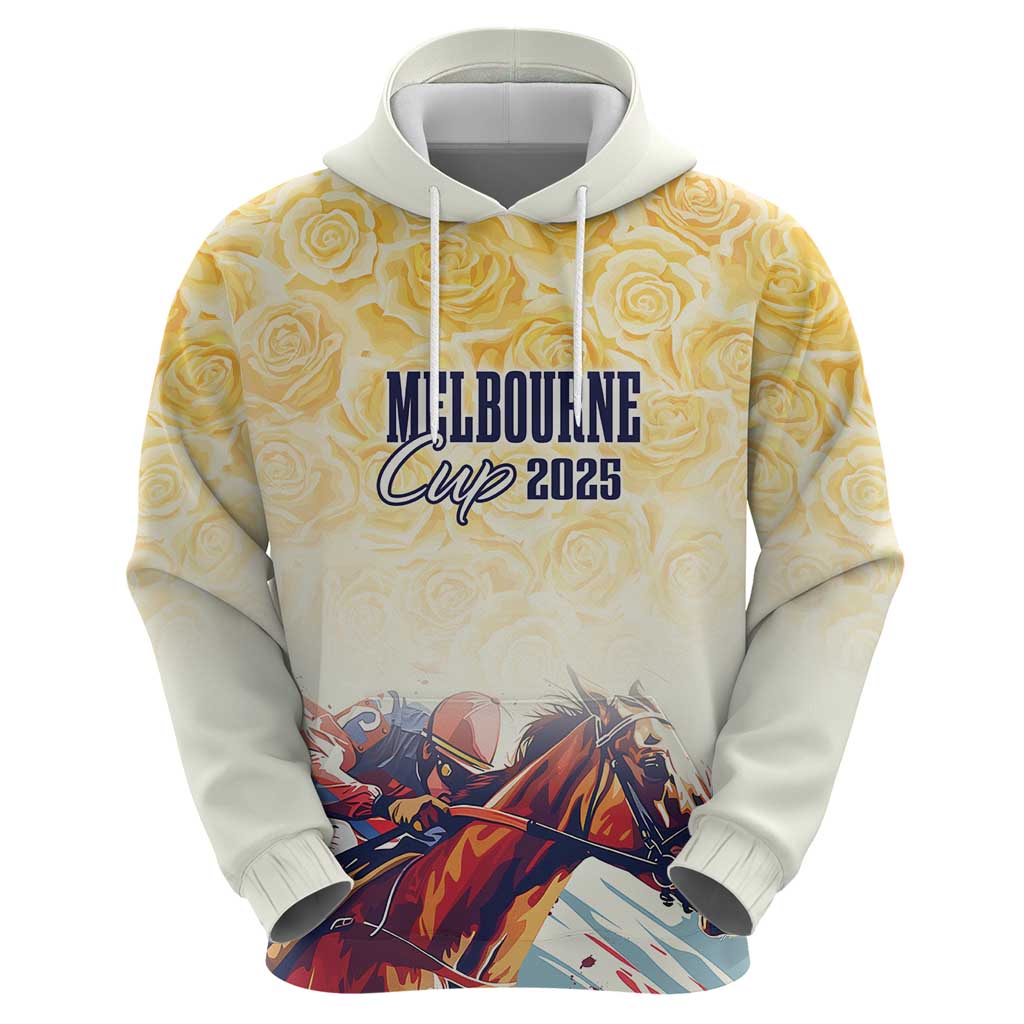 Melbourne Horse Racing Zip Hoodie Yellow Rose Champion LT7