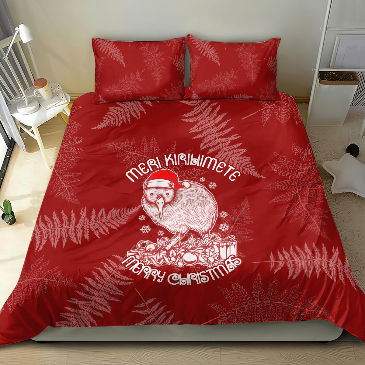 new-zealand-christmas-bedding-set-silver-fern-mix-kiwi-bird-ver01