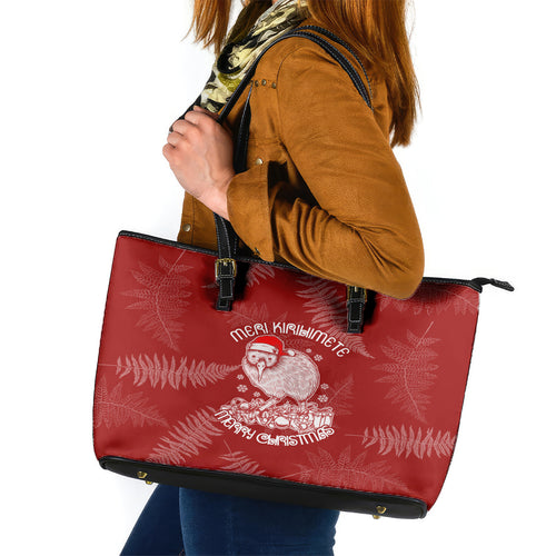 new-zealand-christmas-leather-tote-bag-silver-fern-mix-kiwi-bird-ver01