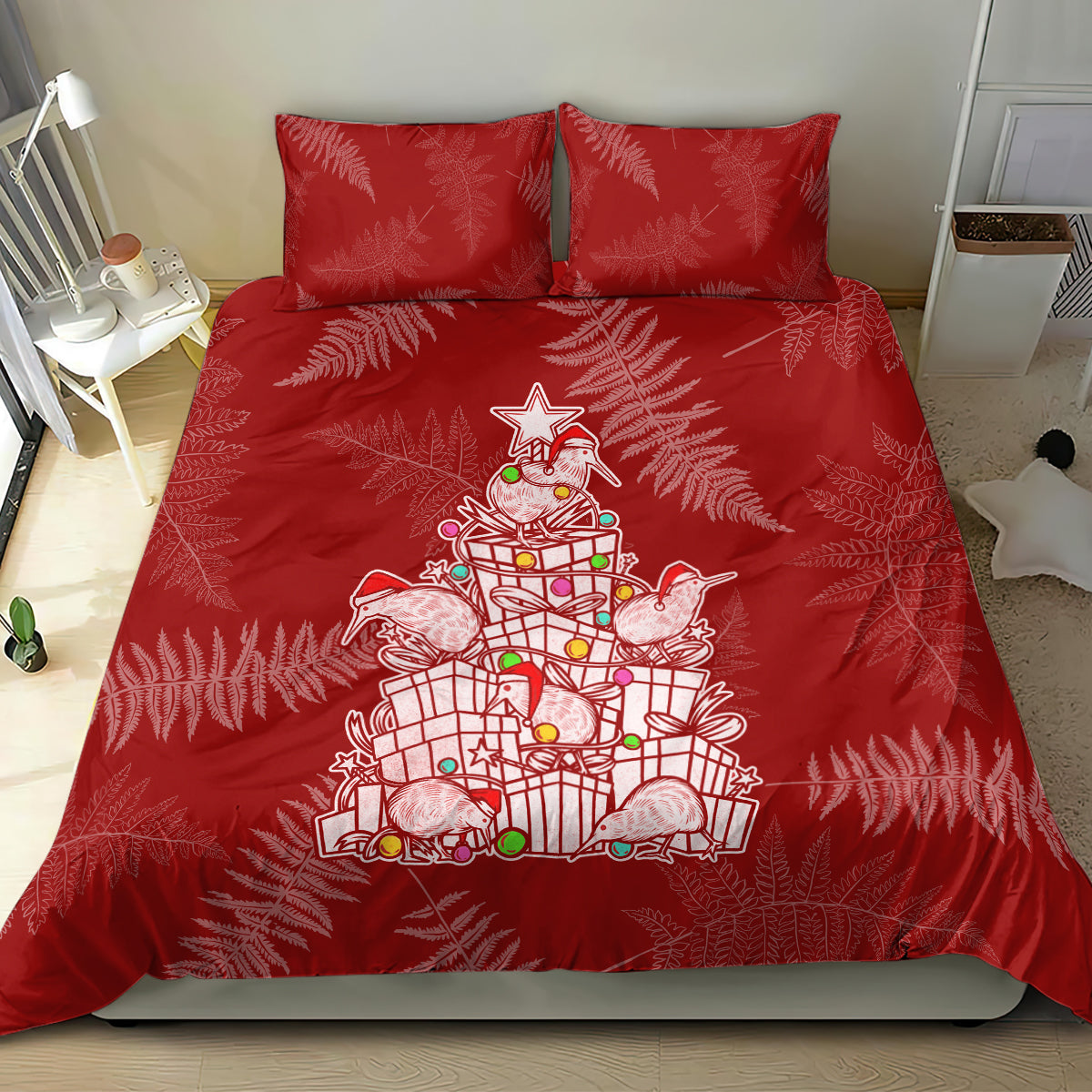 new-zealand-christmas-bedding-set-silver-fern-mix-kiwi-bird-ver02