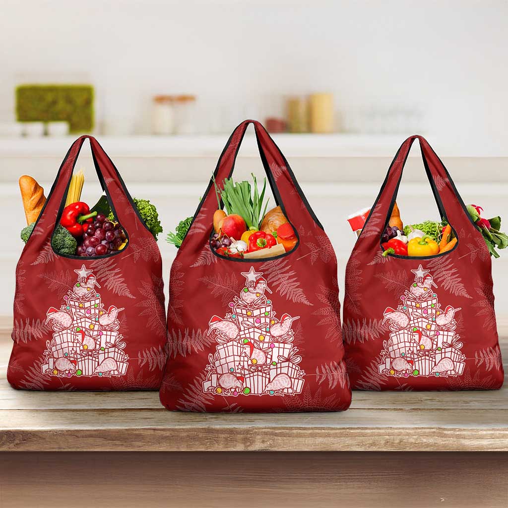 New Zealand Christmas Grocery Bag Silver Fern Mix Kiwi Bird Ver02