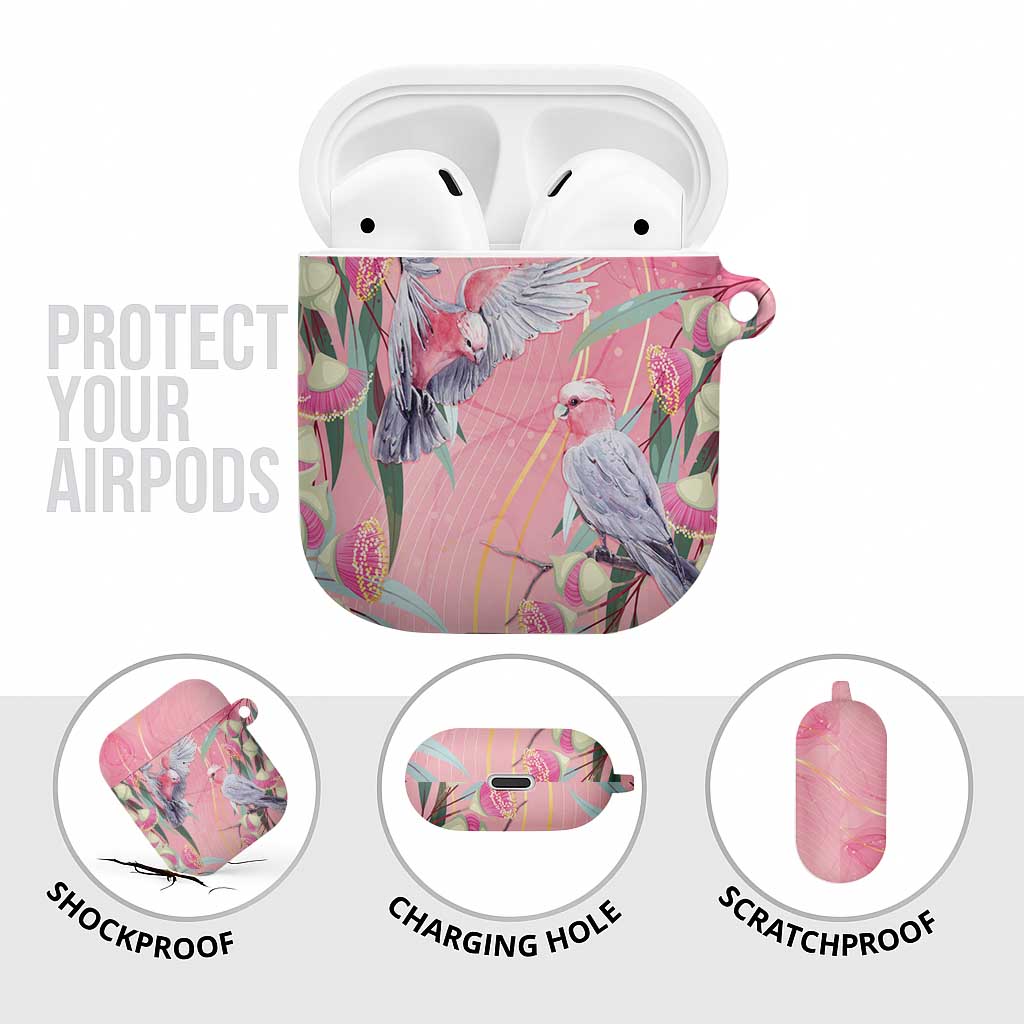 Australia Breast Cancer Awareness AirPods Case Pink Galah with Eucalyptus Flowers - Aussie Hoodie