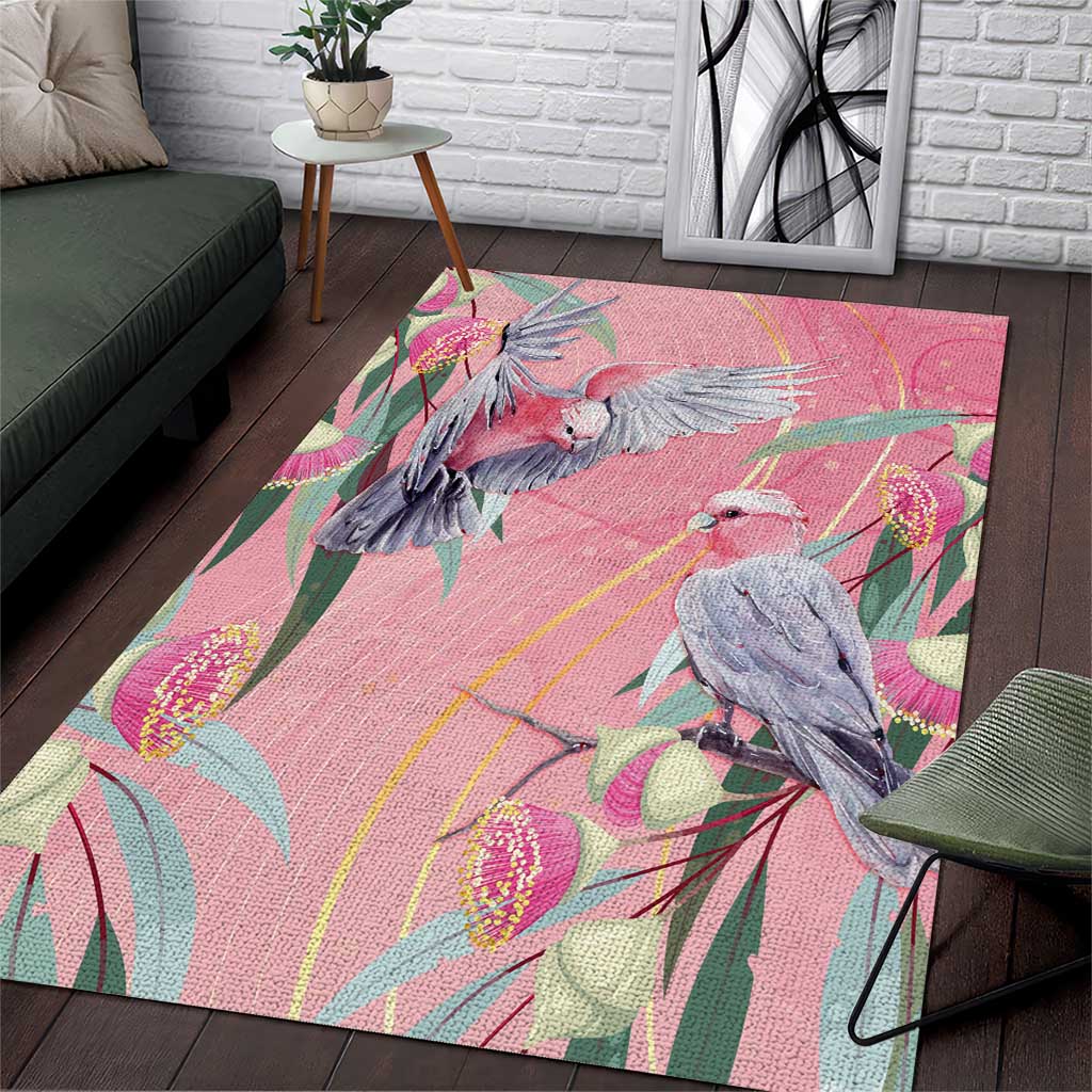 Australia Breast Cancer Awareness Area Rug Pink Galah with Eucalyptus Flowers - Aussie Hoodie