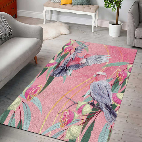 Australia Breast Cancer Awareness Area Rug Pink Galah with Eucalyptus Flowers - Aussie Hoodie