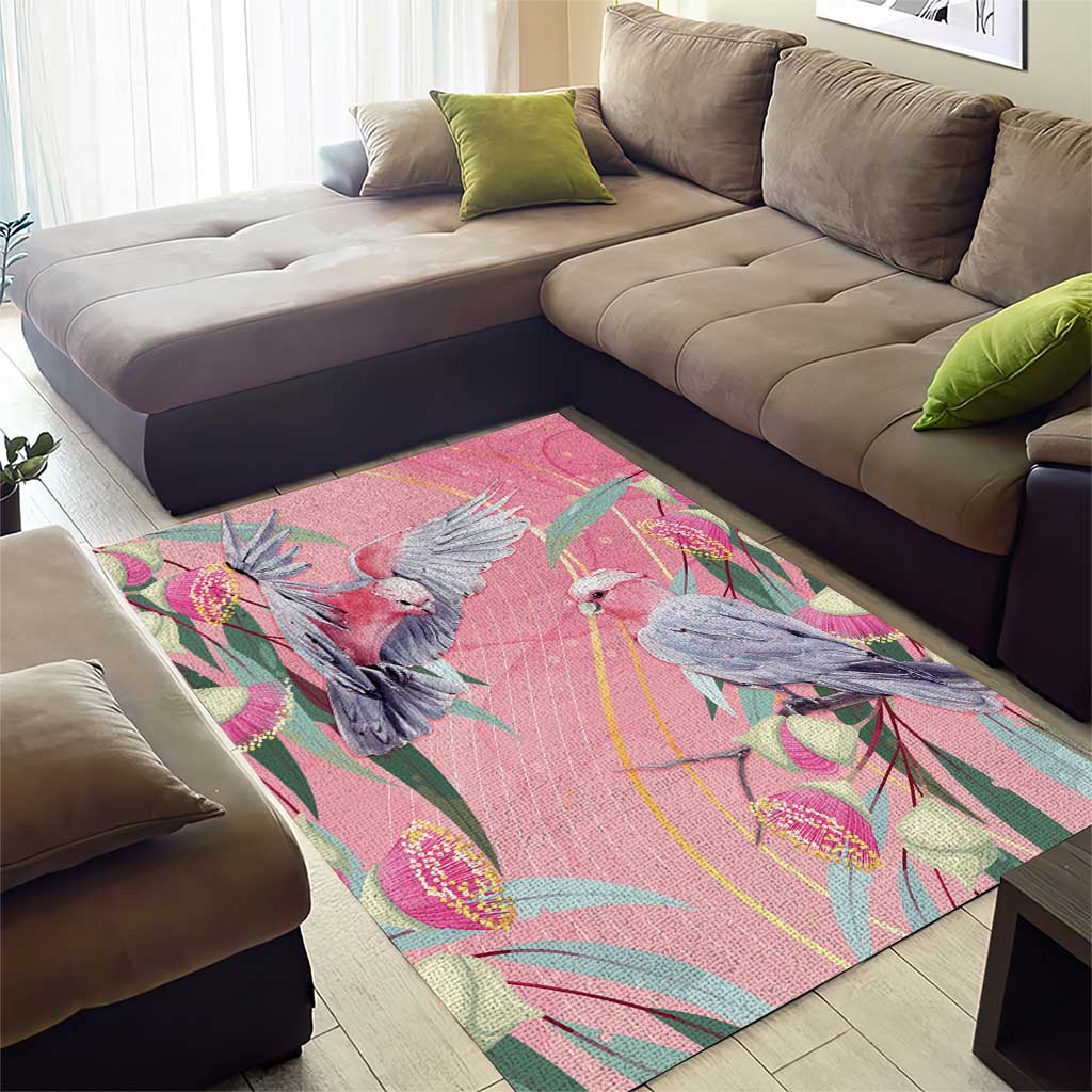 Australia Breast Cancer Awareness Area Rug Pink Galah with Eucalyptus Flowers - Aussie Hoodie