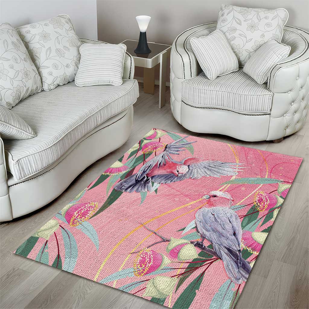 Australia Breast Cancer Awareness Area Rug Pink Galah with Eucalyptus Flowers - Aussie Hoodie
