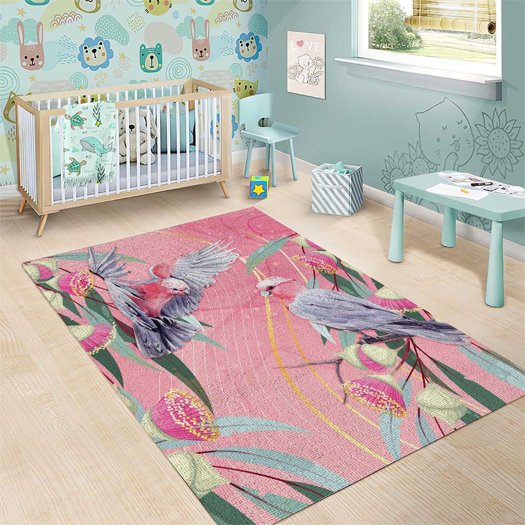 Australia Breast Cancer Awareness Area Rug Pink Galah with Eucalyptus Flowers - Aussie Hoodie