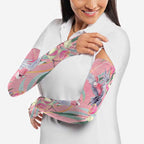 Australia Breast Cancer Awareness Arm Sleeves Pink Galah with Eucalyptus Flowers - Aussie Hoodie
