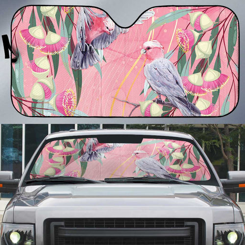 Australia Breast Cancer Awareness Auto Sun Shade Pink Galah with Eucalyptus Flowers - Aussie Hoodie