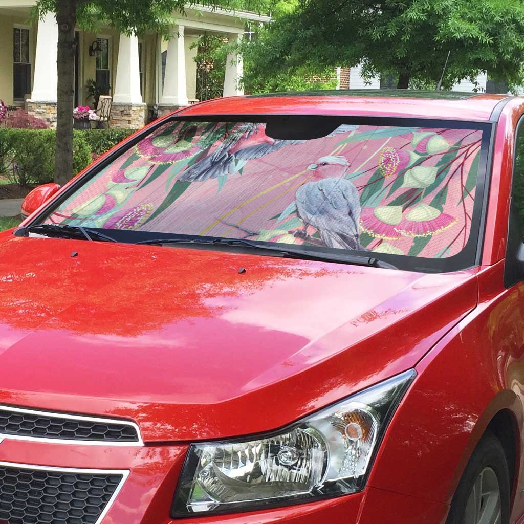 Australia Breast Cancer Awareness Auto Sun Shade Pink Galah with Eucalyptus Flowers - Aussie Hoodie