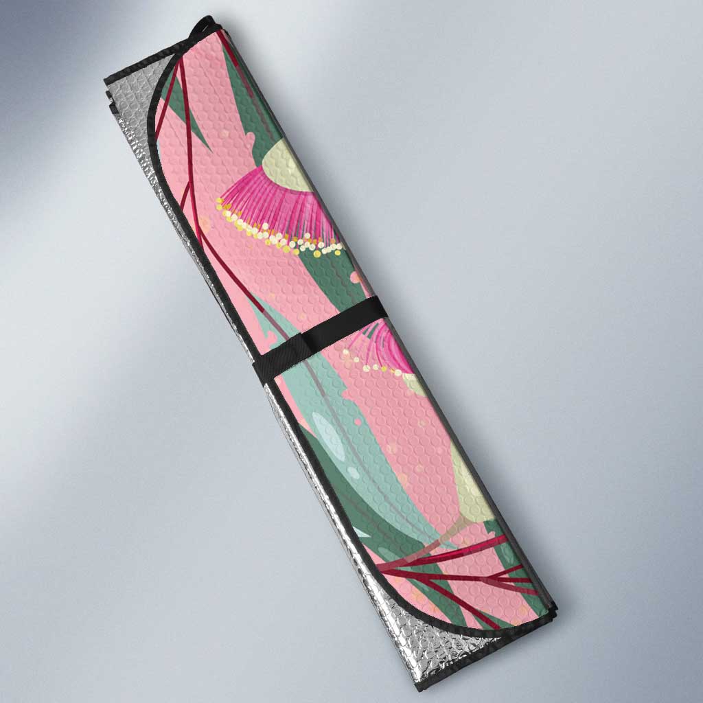 Australia Breast Cancer Awareness Auto Sun Shade Pink Galah with Eucalyptus Flowers - Aussie Hoodie