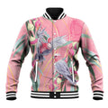 Australia Breast Cancer Awareness Baseball Jacket Pink Galah with Eucalyptus Flowers - Aussie Hoodie