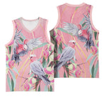 Australia Breast Cancer Awareness Basketball Jersey Pink Galah with Eucalyptus Flowers - Aussie Hoodie