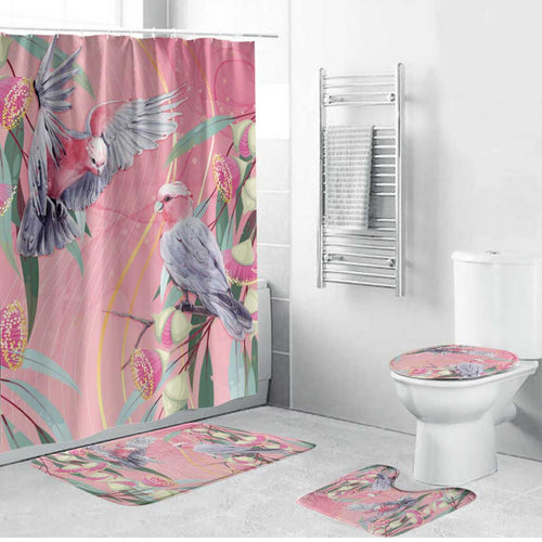 Australia Breast Cancer Awareness Bathroom Set Pink Galah with Eucalyptus Flowers - Aussie Hoodie
