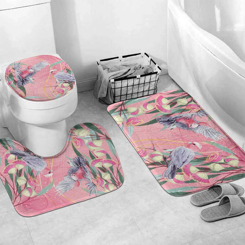 Australia Breast Cancer Awareness Bathroom Set Pink Galah with Eucalyptus Flowers - Aussie Hoodie