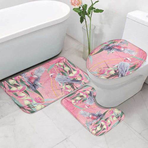 Australia Breast Cancer Awareness Bathroom Set Pink Galah with Eucalyptus Flowers - Aussie Hoodie