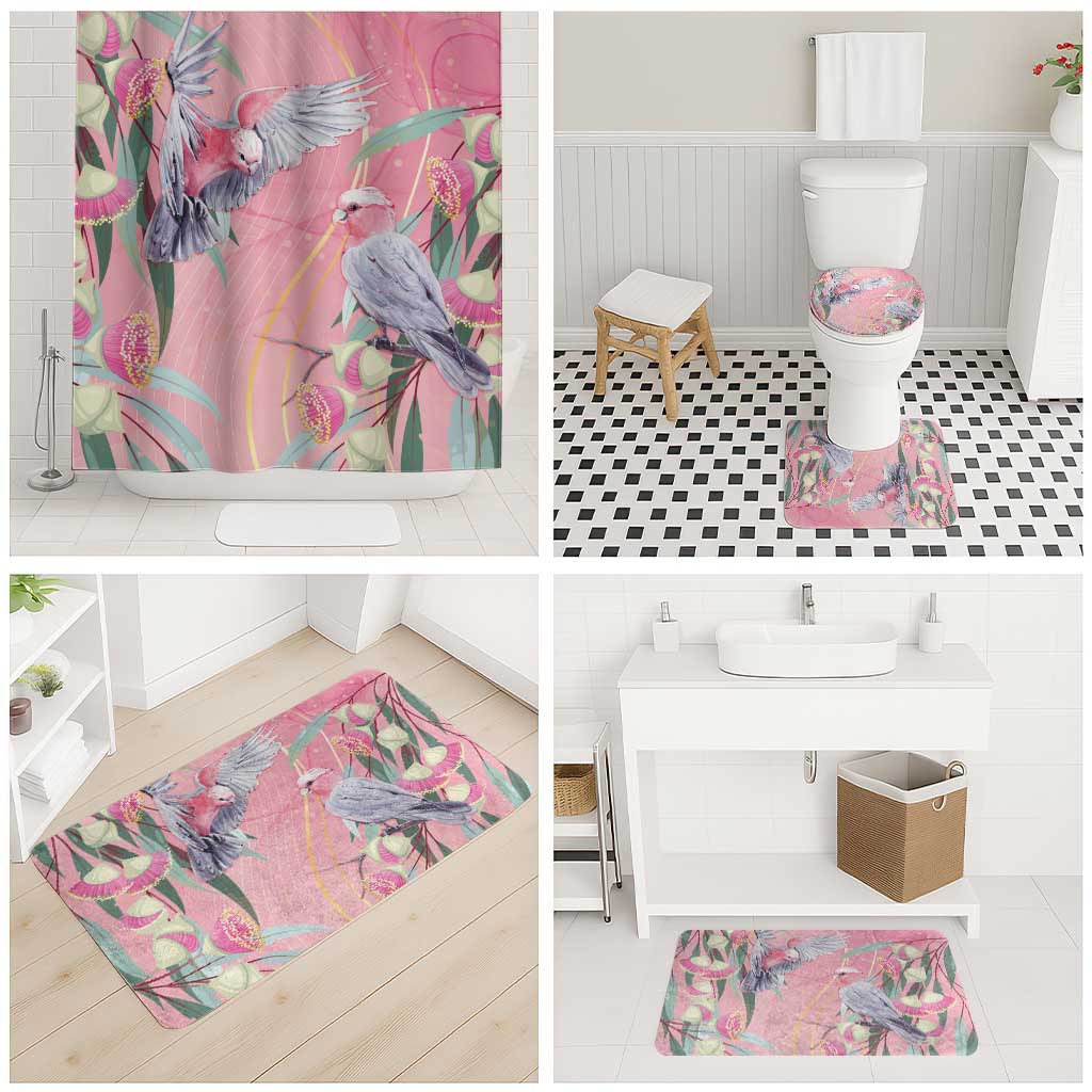 Australia Breast Cancer Awareness Bathroom Set Pink Galah with Eucalyptus Flowers - Aussie Hoodie