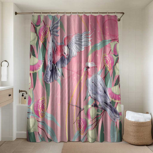 Australia Breast Cancer Awareness Bathroom Set Pink Galah with Eucalyptus Flowers - Aussie Hoodie