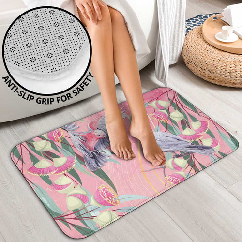 Australia Breast Cancer Awareness Bathroom Set Pink Galah with Eucalyptus Flowers - Aussie Hoodie
