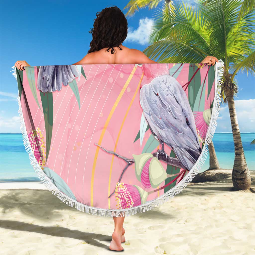 Australia Breast Cancer Awareness Beach Blanket Pink Galah with Eucalyptus Flowers - Aussie Hoodie