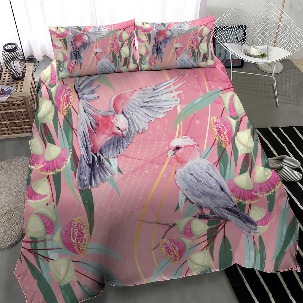 Australia Breast Cancer Awareness Bedding Set Pink Galah with Eucalyptus Flowers - Aussie Hoodie