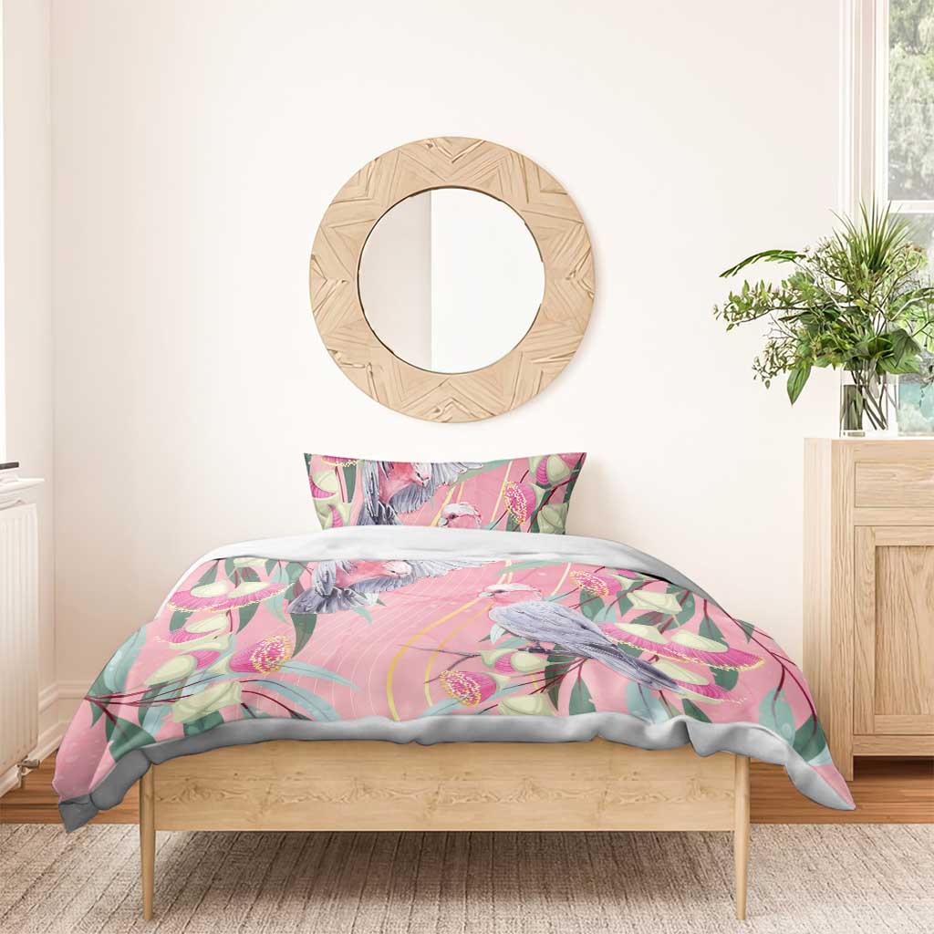Australia Breast Cancer Awareness Bedding Set Pink Galah with Eucalyptus Flowers - Aussie Hoodie