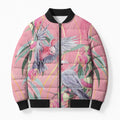 Australia Breast Cancer Awareness Bomber Puffer Jacket Pink Galah with Eucalyptus Flowers - Aussie Hoodie