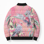 Australia Breast Cancer Awareness Bomber Puffer Jacket Pink Galah with Eucalyptus Flowers - Aussie Hoodie