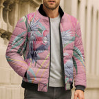 Australia Breast Cancer Awareness Bomber Puffer Jacket Pink Galah with Eucalyptus Flowers - Aussie Hoodie