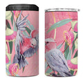 Australia Breast Cancer Awareness 4 in 1 Can Cooler Tumbler Pink Galah with Eucalyptus Flowers - Aussie Hoodie