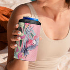 Australia Breast Cancer Awareness 4 in 1 Can Cooler Tumbler Pink Galah with Eucalyptus Flowers - Aussie Hoodie