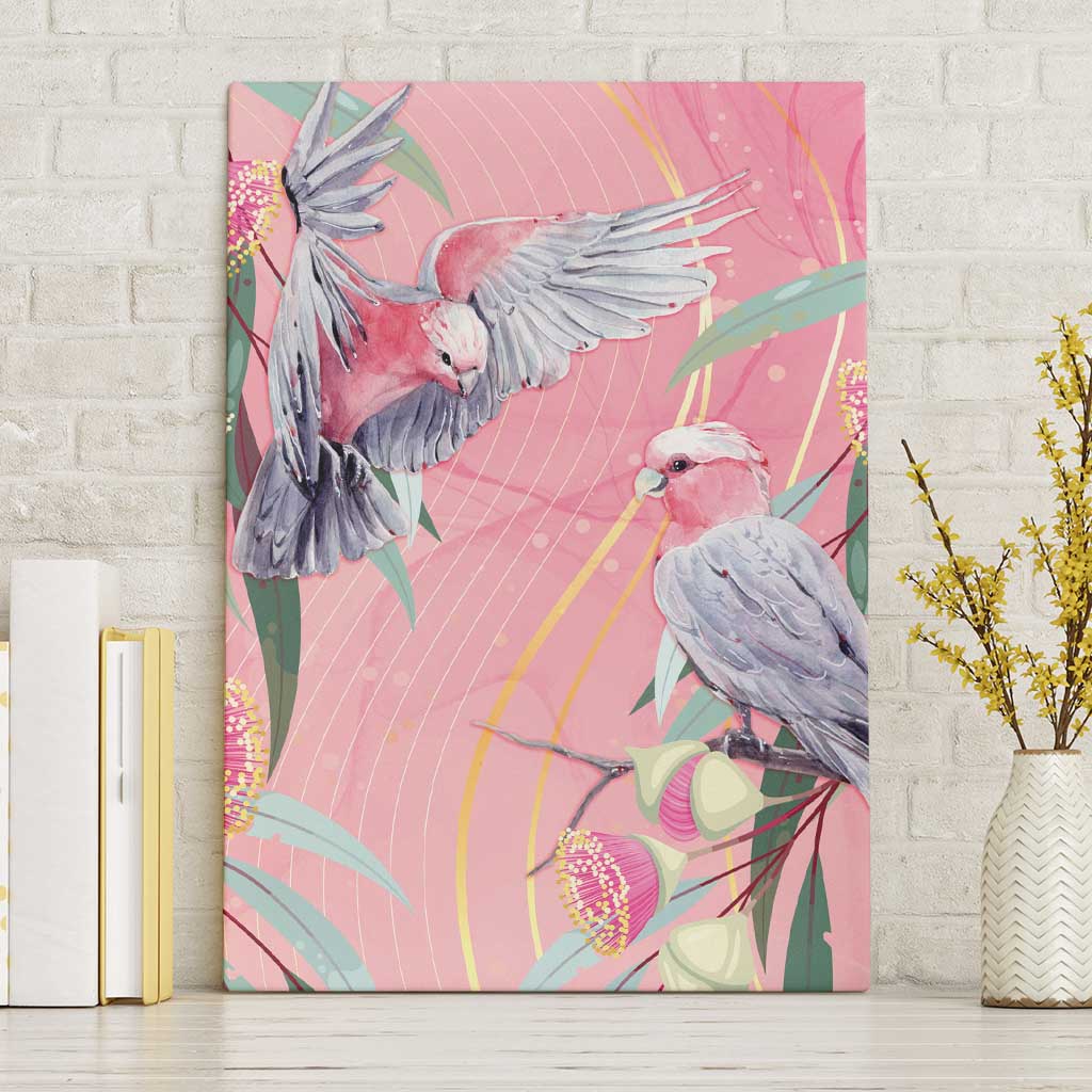 Australia Breast Cancer Awareness Canvas Wall Art Pink Galah with Eucalyptus Flowers - Aussie Hoodie