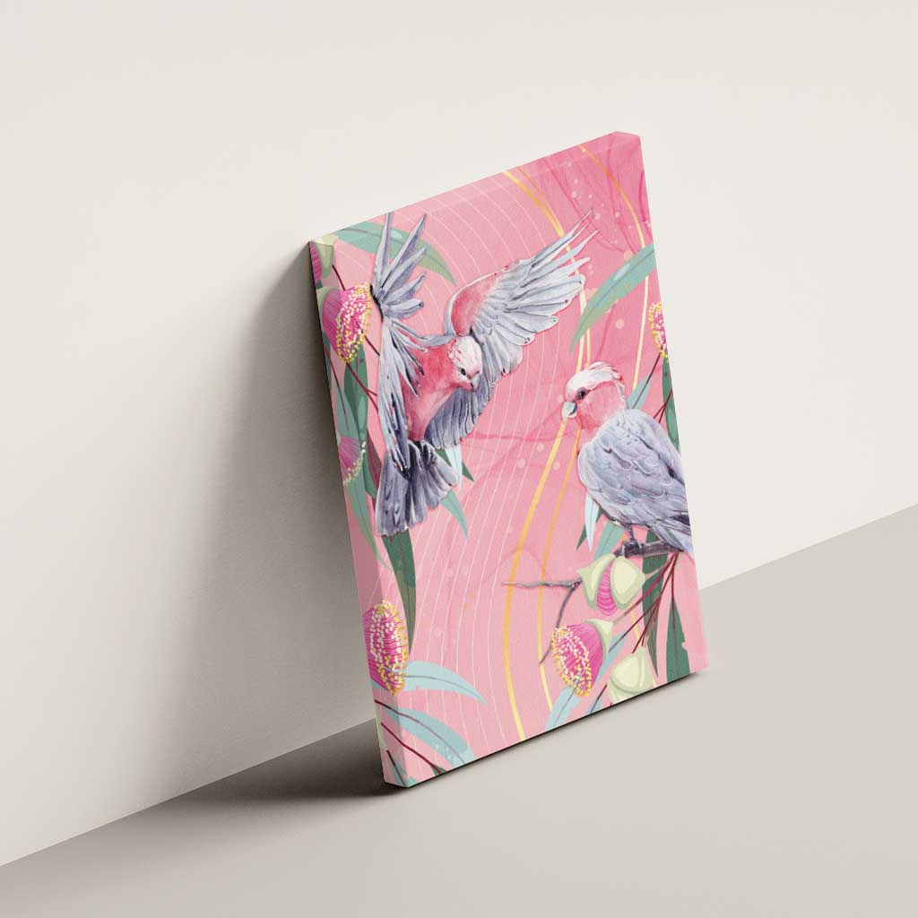 Australia Breast Cancer Awareness Canvas Wall Art Pink Galah with Eucalyptus Flowers - Aussie Hoodie