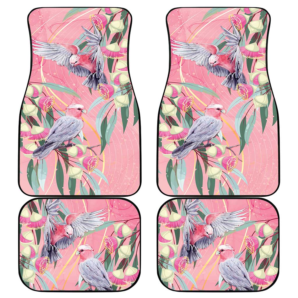 Australia Breast Cancer Awareness Car Mats Pink Galah with Eucalyptus Flowers - Aussie Hoodie