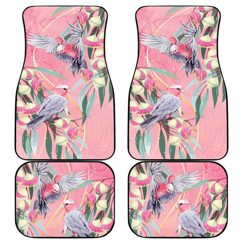 Australia Breast Cancer Awareness Car Mats Pink Galah with Eucalyptus Flowers - Aussie Hoodie