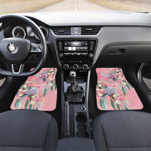 Australia Breast Cancer Awareness Car Mats Pink Galah with Eucalyptus Flowers - Aussie Hoodie