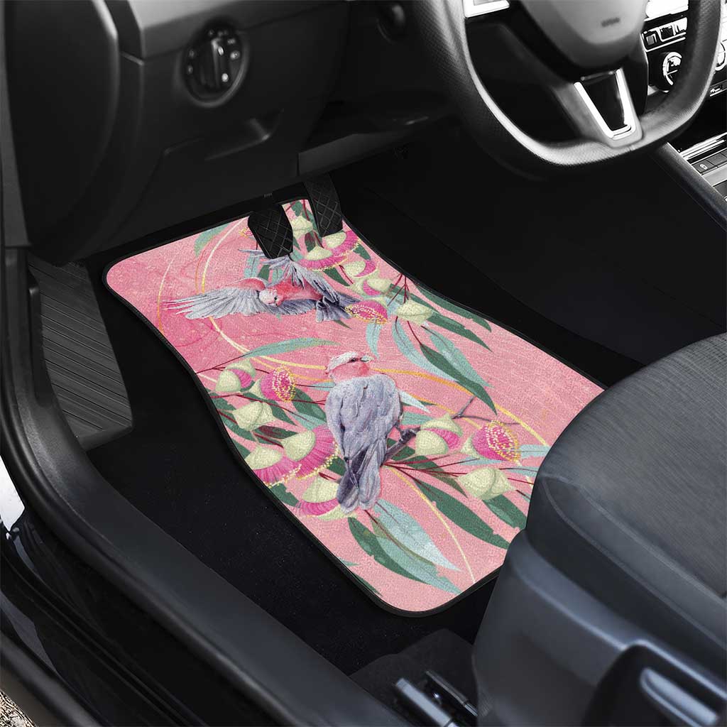 Australia Breast Cancer Awareness Car Mats Pink Galah with Eucalyptus Flowers - Aussie Hoodie