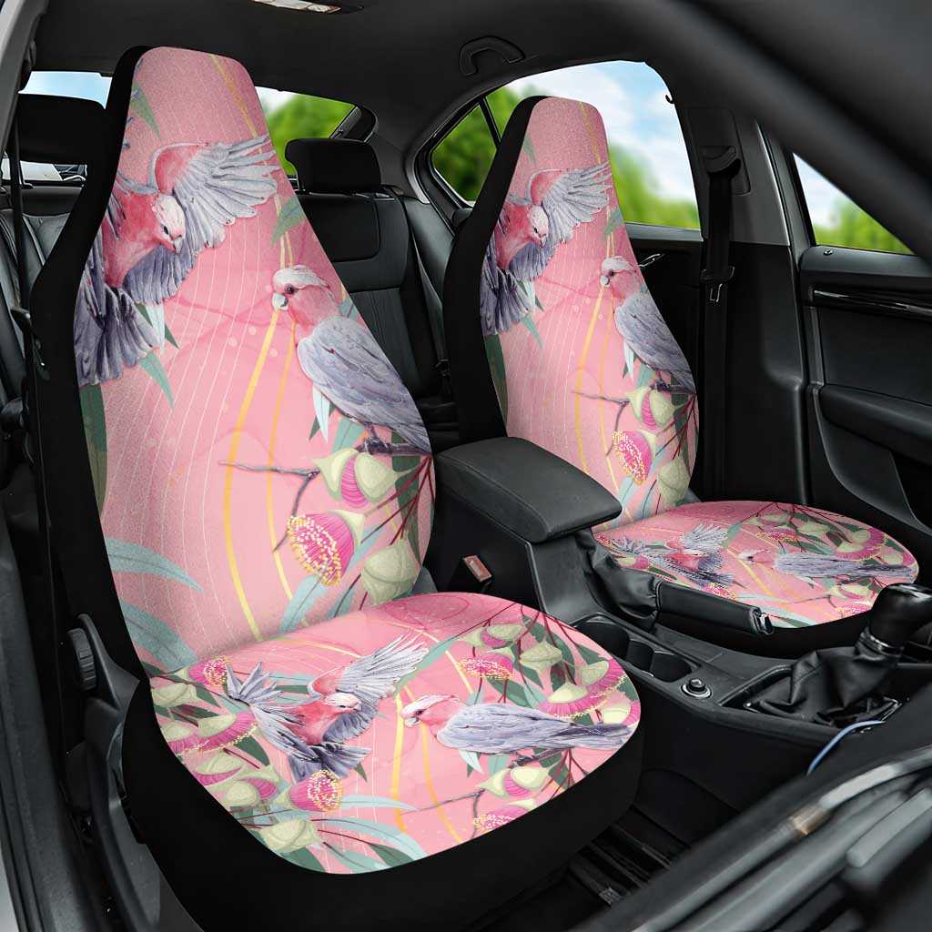 Australia Breast Cancer Awareness Car Seat Cover Pink Galah with Eucalyptus Flowers - Aussie Hoodie