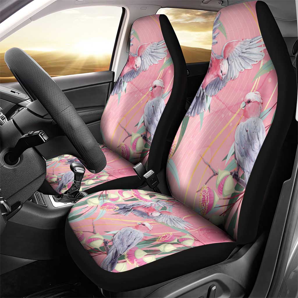 Australia Breast Cancer Awareness Car Seat Cover Pink Galah with Eucalyptus Flowers - Aussie Hoodie